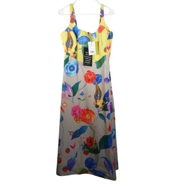 Tuckernuck Vivid Jardin Dominique Dress S Multi Yellow Floral Midi NWT - Image 9