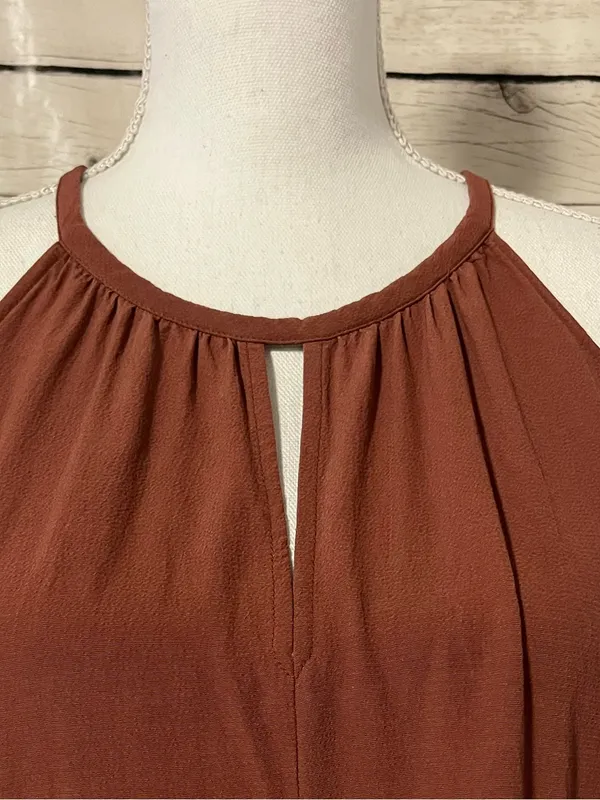 Eileen Fisher Halter Maxi Dress in Rust Brown - Image 6