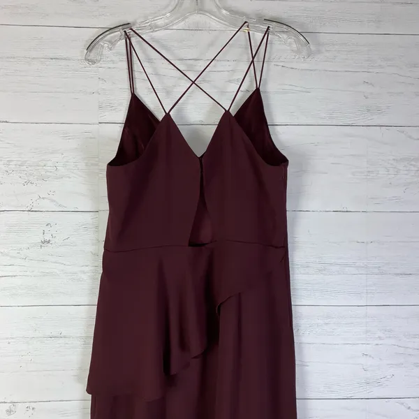Forever New maroon wrapped strappy dress front slit size 8 - Image 6
