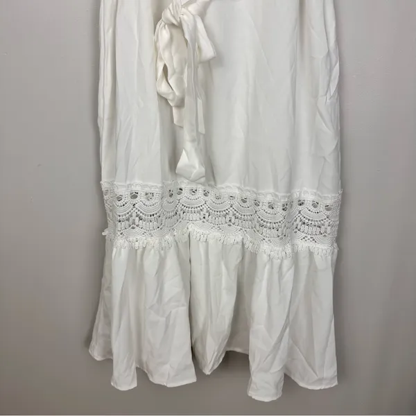 Cupshe Powder Lace & Tie Midi Summer Dress White Small NWT Minimalist Vacay Feminine - Image 13