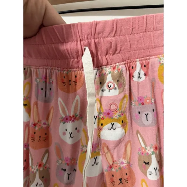 Little Sleepies Pink Boho Bunnies Womens Pajama Jogger Pants Sz Sm Easter Floral - Image 5