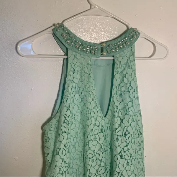 Altar'd State Women's Size Medium Alanna Pearl Sleeveless Swing Dress Mint Green - Image 11