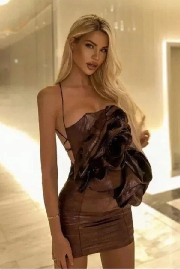 Zara Bloggers Fave Metallic Voluminous Flower Strapless Mini Dress Size Small - Image 6