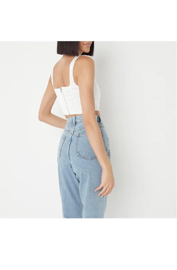 Missguided White Satin Corset Top - Image 3