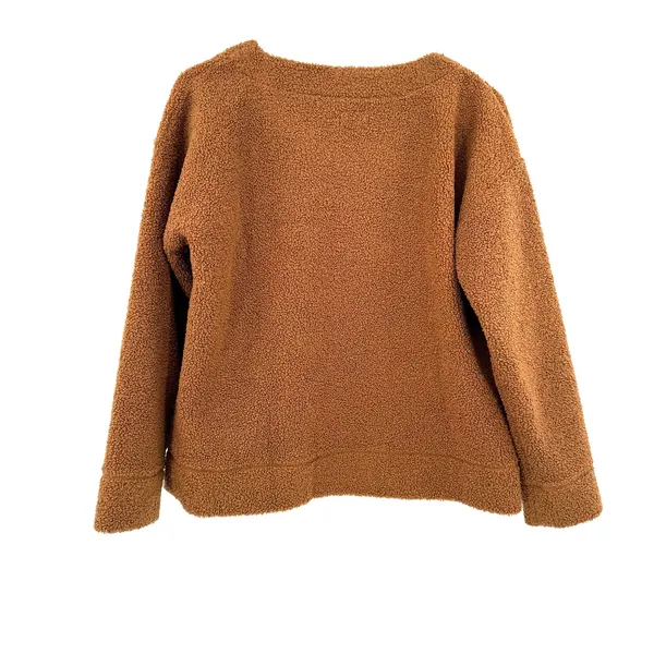 J. Crew Size Small Vintage Fleece Brown Pullover Sweatshirt Sweater Teddybear‎ - Image 2