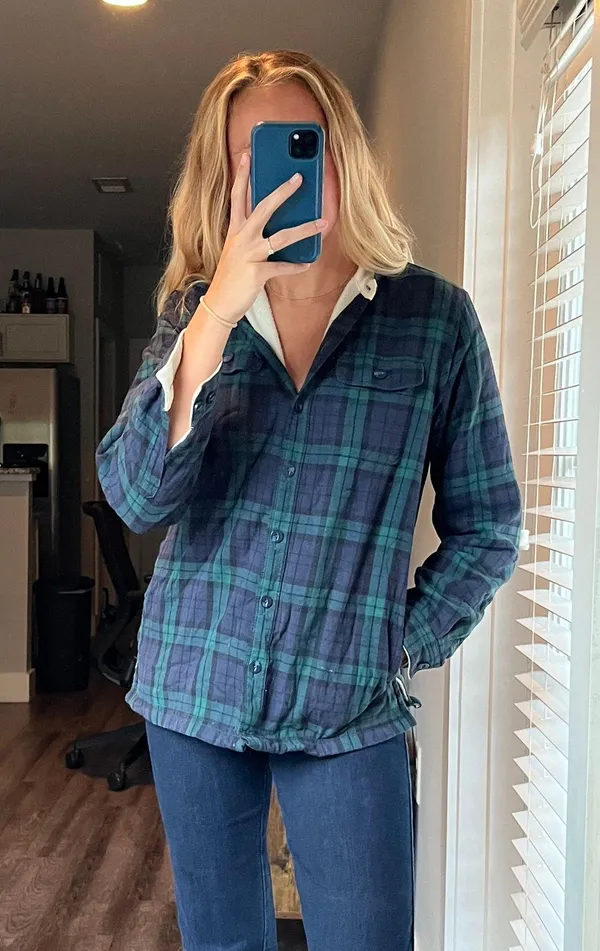 L.L.Bean Fleece Lined Flannel Hoodie - Image 4