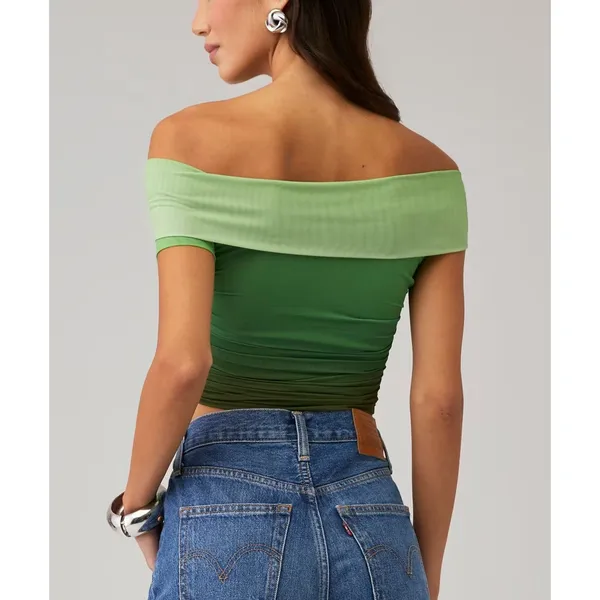 Bardot Aurelia Mesh Off Shoulder Top Womens Medium Green Ombre Y2K Fairy Rave - Image 2