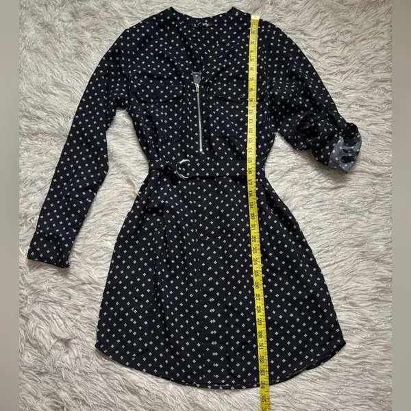Express Black and White Polka Dot Long-Sleeve Mini Dress Size S/P - Image 5