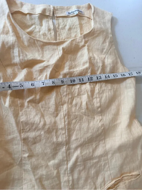 Reformation butter yellow Sleeveless linen Mini Shift Dress - Image 5