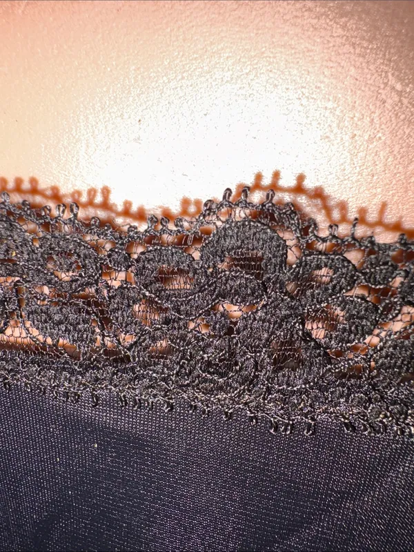 70s Vintage Black Lace Trim Slip Chemise Dress or Sleepwear Loungewear Small 4/6 - Image 8