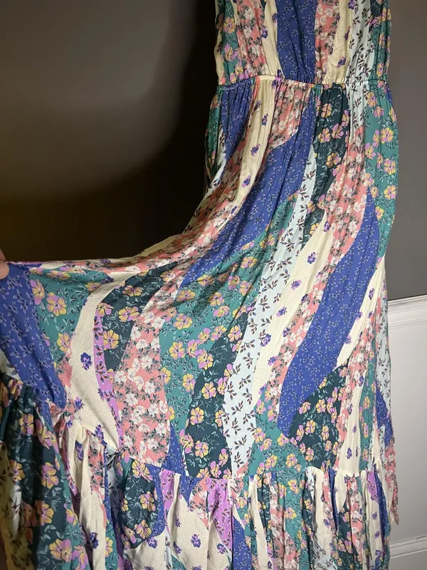 Olivaceous Dress Womens Medium Multicolor Floral Wrap Maxi Ruffle Sundress - Image 9