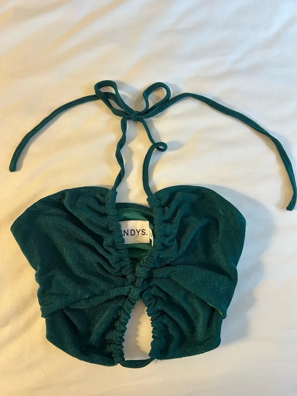 Revolve Teal Halter Crop Top - Image 2