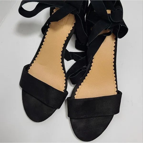 LOFT Lace Up Black‎ Open Toe Sandals Size 8 - Image 3