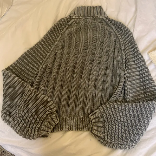 Free People Charcoal Cable Knit Turtleneck Sweater - Image 2