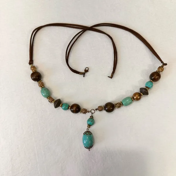 Vintage Single Strand Women's Necklace Beaded Bohemian Handmade Turquoise Retro - Image 6