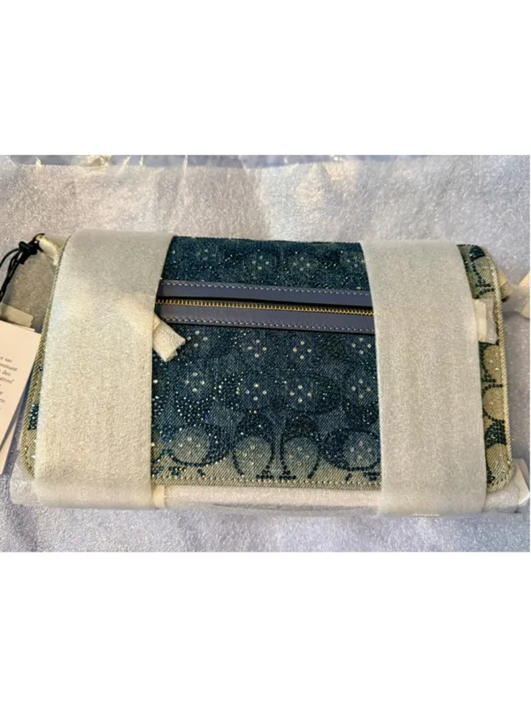 NEW Coach 26 Blue Denim Crystal Signature Tabby Shoulder & Crossbody Bag CDZ3 - Image 4