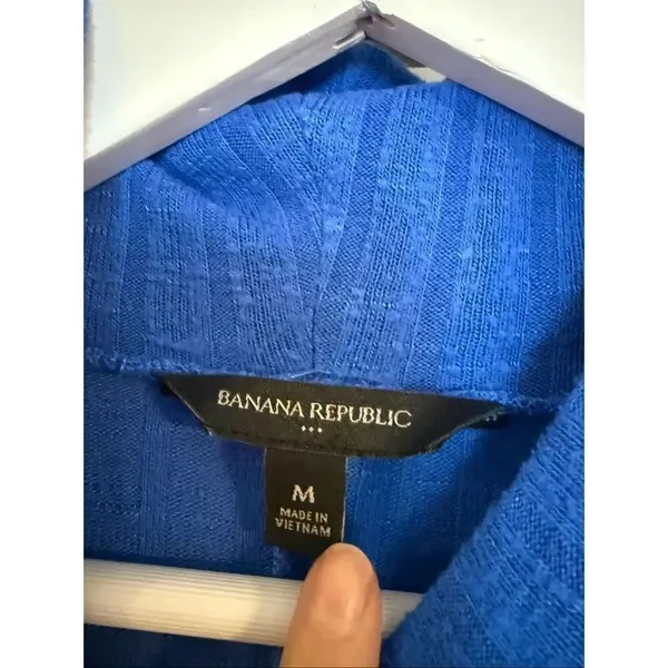 Banana Republic blue ribbed turtleneck top size M - Image 3