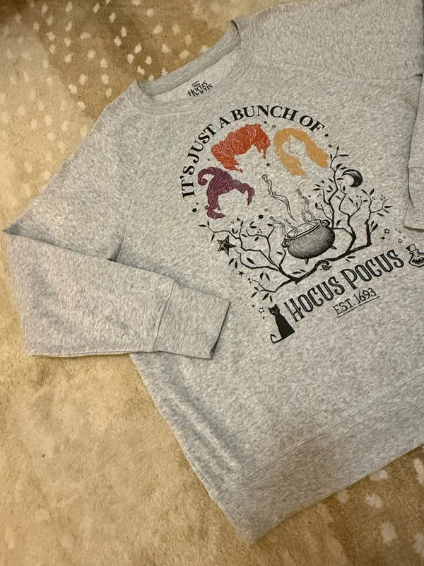 Disney Hocus Pocus Sweatshirt XXL Gray Sanderson Sisters Halloween Crewneck - Image 4