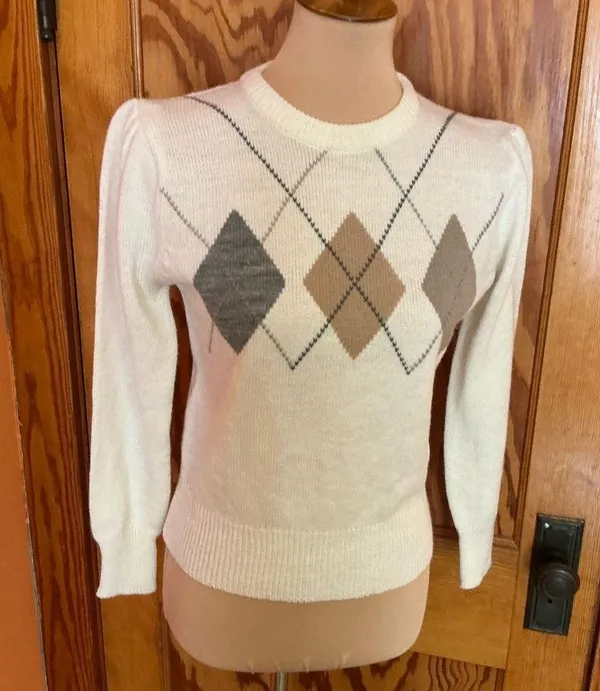 Vintage 80s hunters glen feminine argyle sweater - Image 7