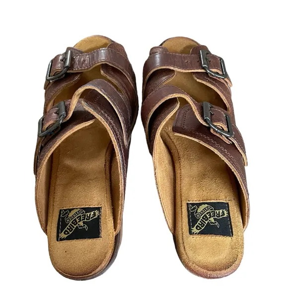 Freebird By Steven Caprice Sandal Brown Leather Size 8 Double Buckle Western - Image 3