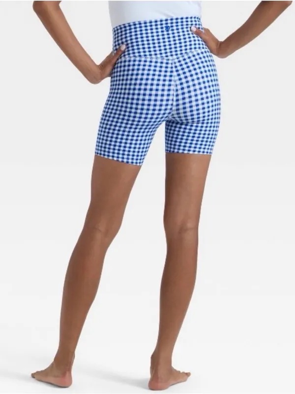 All in Motion Everyday Soft Ultra High-Rise Bike Shorts 6" Blue Gingham - Image 2