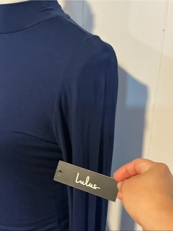 Lulu's Navy Long-Sleeve Mock Neck Bodycon Dress - Image 2