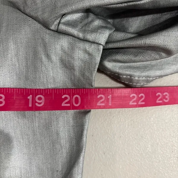 Additions by Chico's Linen Blend Silver Jacket Sz 2 Medium Hook Eye‎ Closure - Image 7