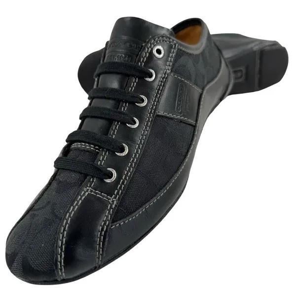 Coach Suee Black Monogram Canvas/Leather Lace-up Comfort Sneakers Size 6.5 - Image 9