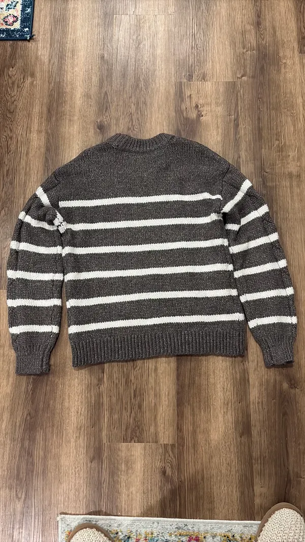 Brown and White Striped Sweater - Image 2
