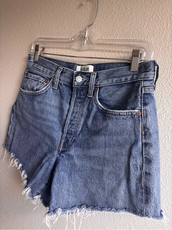 AGOLDE Blue Denim Cutoff Shorts - Image 2