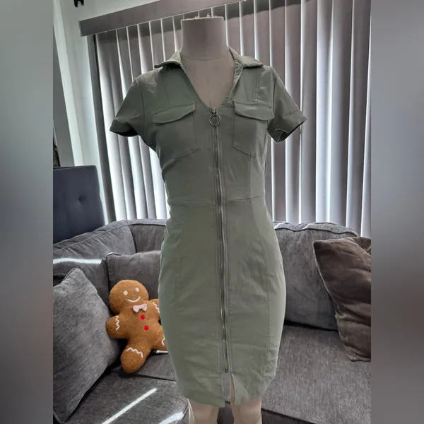 🍒🌸AMTIOUS green zip front denim dress✨ - Image 6