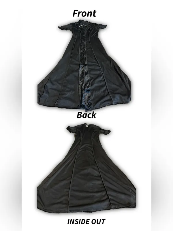 Vintage 1990'S All That Jazz Black Velvet & White Embroidered Collar Dress (6/8) - Image 10