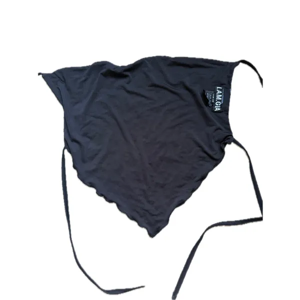 I AM GIA Y2K Rave Halter Crop Top Tie Back XXS Black Festival Club Edgy Bratz - Image 3