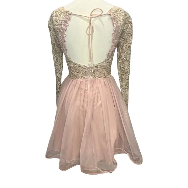 Y2K Sequin Hearts‎ Lace Tulle Dress Open Back Homecoming Party Juniors 1 Ballet - Image 6