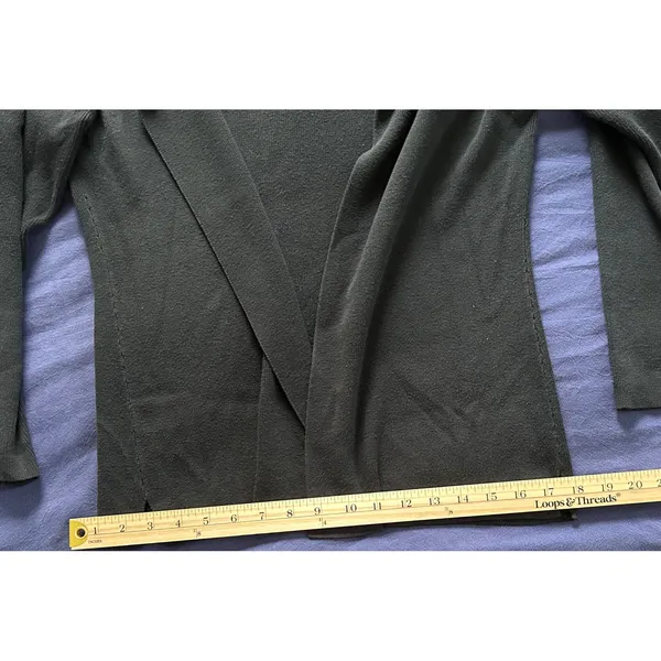 Collection by Cherie Dori Black Open Front Cardigan Sweater Notched Lapel Size S - Image 4