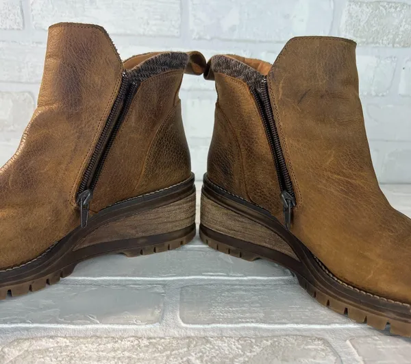 Bullboxer Dorian Ankle Boots Womens 10 Brown Leather Chelsea Wedge Zipper Grunge - Image 12