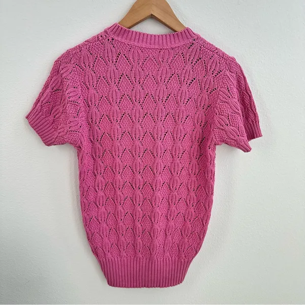 Pink Knit Short Sleeve Sweater Size undefined - Image 3