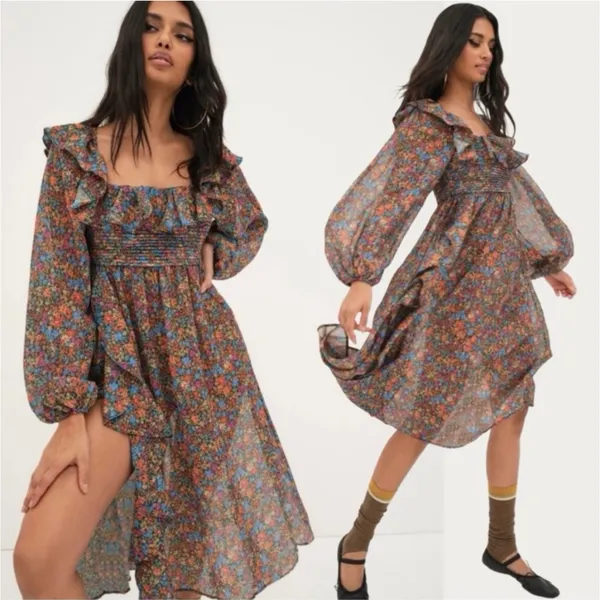 For Love &‎ Lemons Brittany Floral Print Long Sleeve Midi Dress S. $266 - Image 4