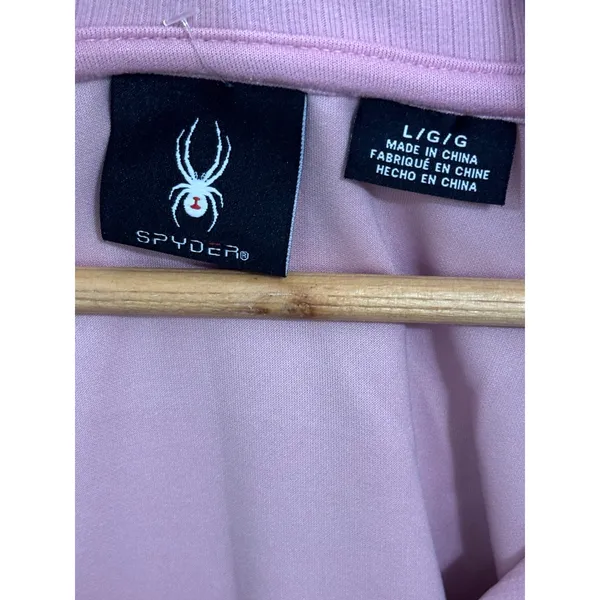 Spyder Womens Orchid Pink Quarter Zip Pullover Ribbed Trim Kangaroo Pocket Large - Image 4