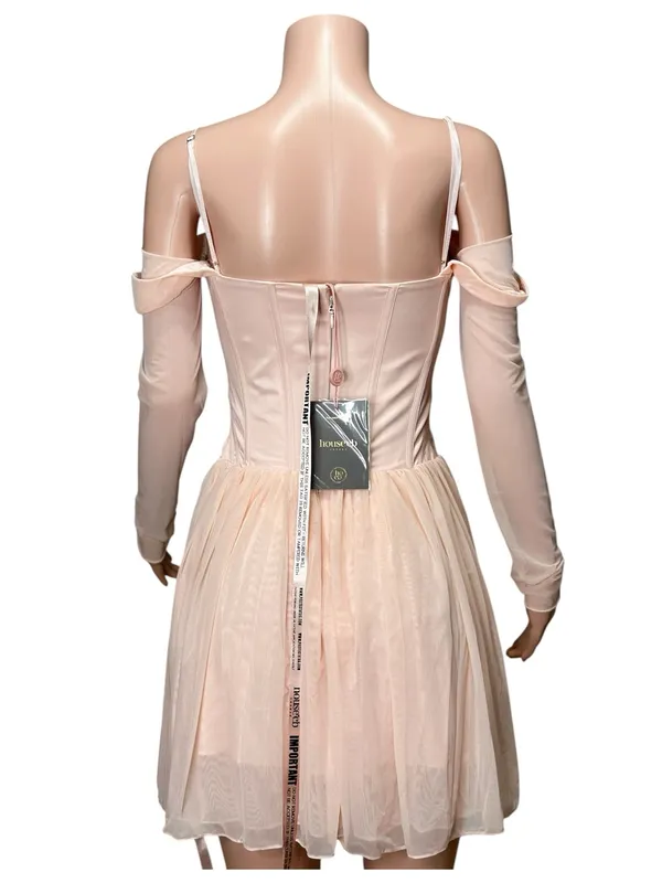 HOUSE OF CB Vivi Corset Mini Dress, Soft Peach, Small (Plus Cup & Long) - Image 7