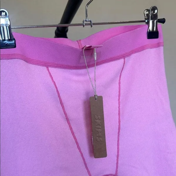 Skims Cotton Rib Boxer in Bubble Gum Size XS - Image 2