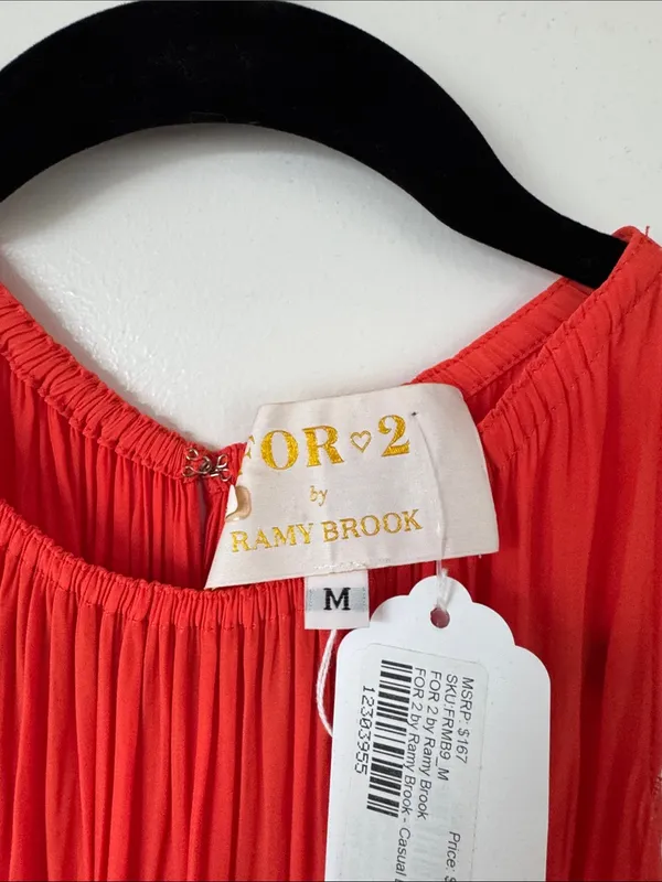 Ramy Brook Coral Cold-Shoulder Pleated Mini Dress - Size M - Image 5