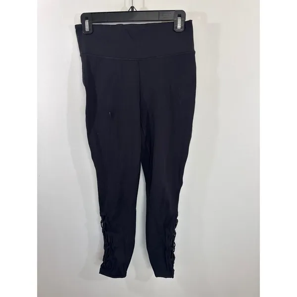 Lululemon Black High Rise Macrame Lattice Leggings Size‎ 8 Yoga Workout Pants - Image 2