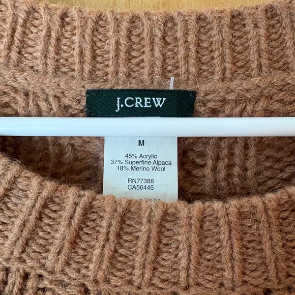J.Crew Cable Knit Sweater Womens Medium Brown Alpaca Merino Wool‎ Blend 48675 - Image 5
