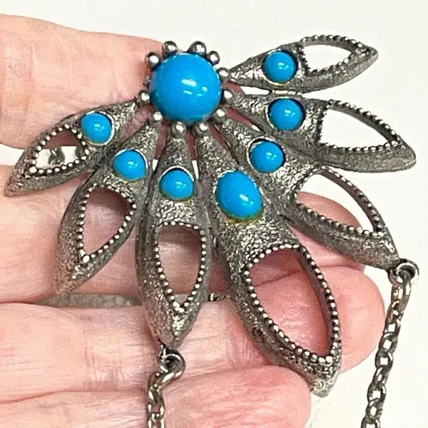Vintage southwestern style statement necklace. 13.5” approximately - Image 6