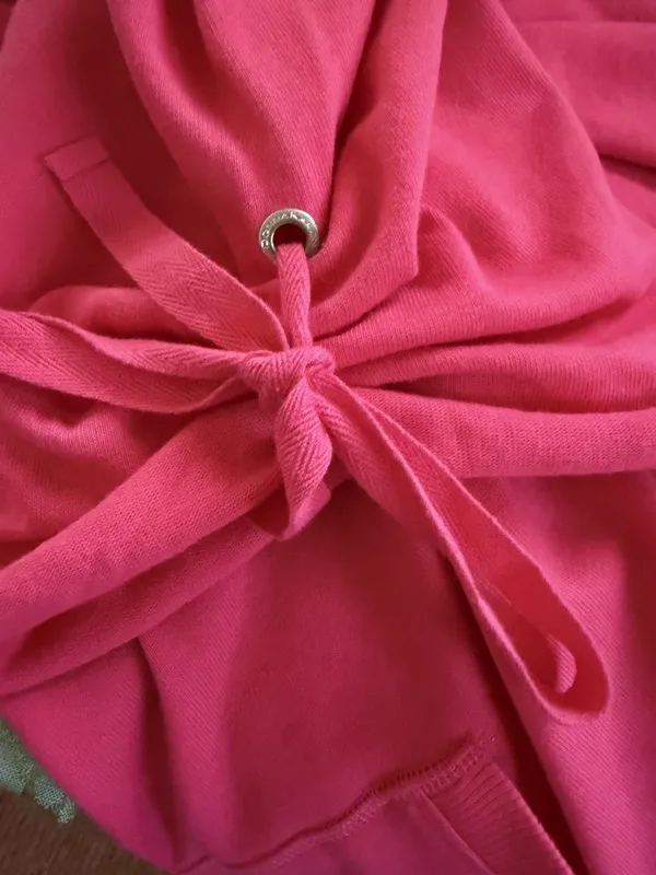 Donna Karan Active Pink Zip Hoodie Bell Sleeves Drawstring Cuffs Women’s M - Image 9