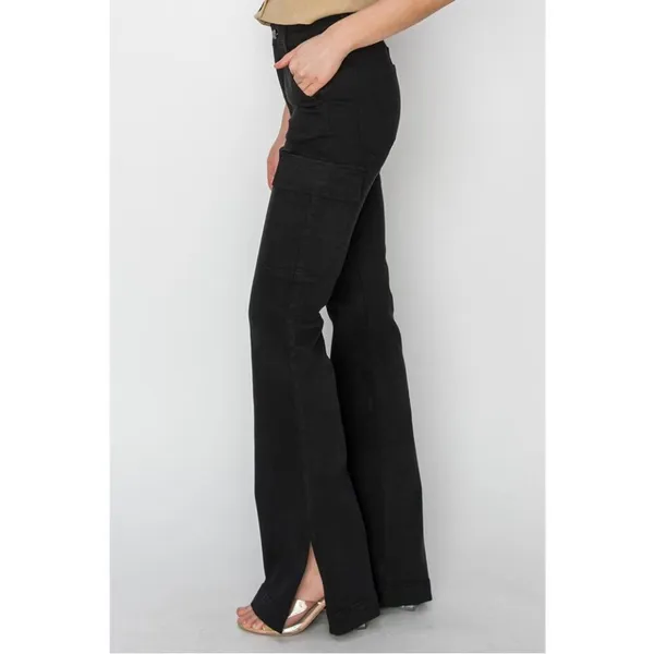 RISEN High Rise Side Slit Cargo‎ Bootcut Black Jeans - RDP5649 - Size 15/32 623 - Image 3