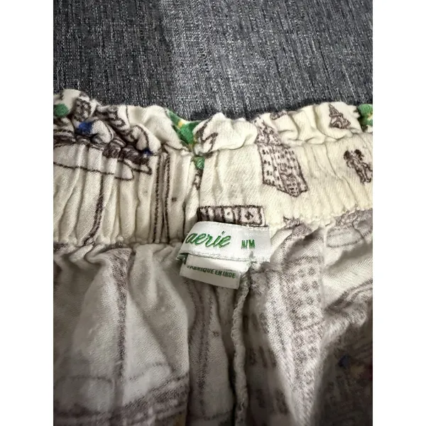Aerie Women's Pajama Jogger Pants Sz M Knit City Graphic Holiday Christmas - Image 9