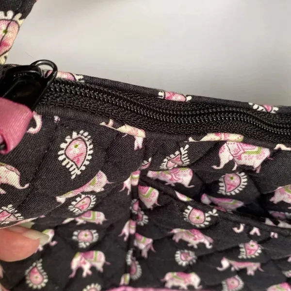 Vera Bradley Elephant Print Black Pink Purse Handbag‎ Paisley Vintage Shoulder - Image 7