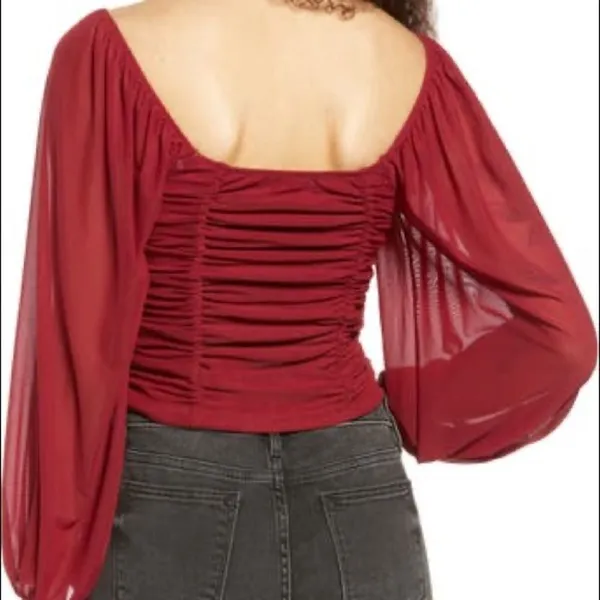 ✨ Completely Charmed Ruched Mesh Top✨ - Image 3